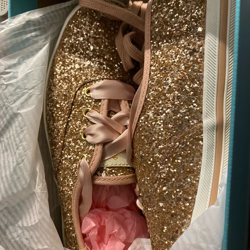Kate spade rose gold glitter sneakers